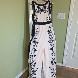 SHEIN Black and White Floral Jumpsuit